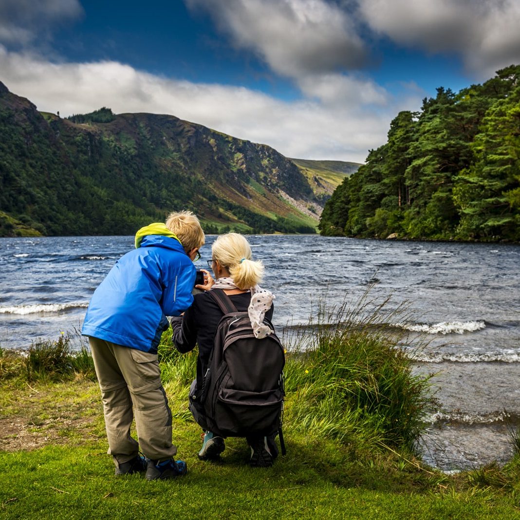 mother and son at Glendalough Upper Lake
